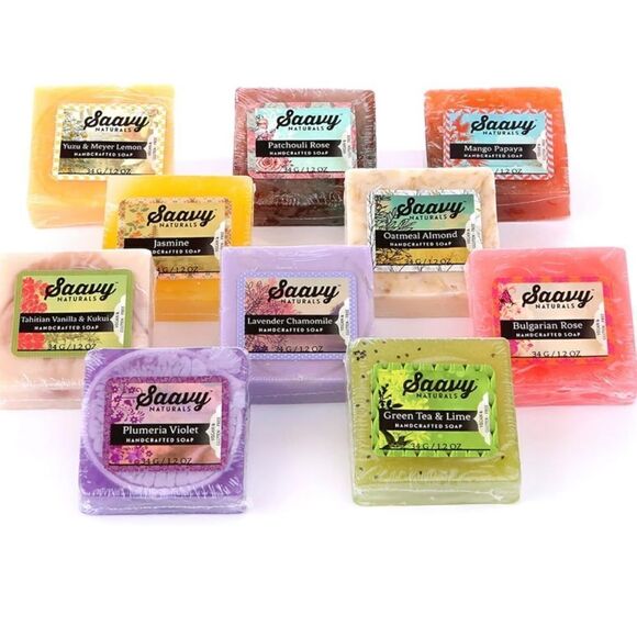 🌸HP🌸Saavy Naturals Gift Set - 10 Pack of Scented Vegan Soap Bars - Picture 1 of 9